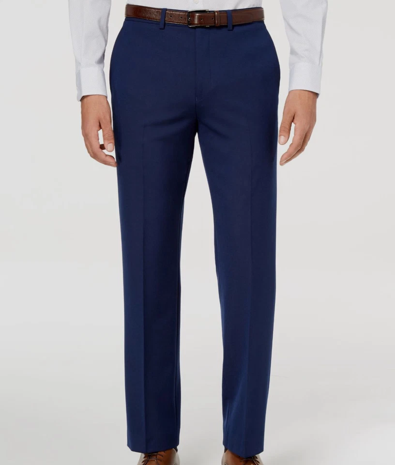 $135 Ryan Seacrest Men's Blue Solid Modern-Fit Stretch Suit Pants Size 33W 32L - Image 1 of 1