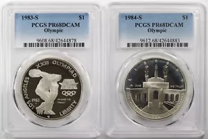 1983-S & 1984-S Olympic Commemorative Silver Proof Dollar PCGS PR68 DCAM $1 - Picture 1 of 10