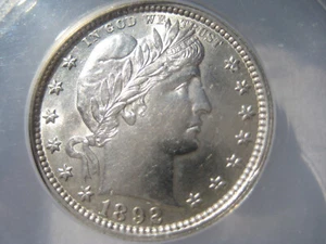 1892 25C AU 58 ANACS - Barber Quarter, Liberty Head Quarter - CLEANED - Picture 1 of 15
