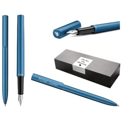 Pelikan Ineo® Elements Set Kugelschreiber + Füller Blau Gravur Geschenk Etui - Bild 1 von 4