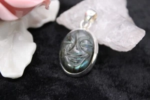 Anhänger Silberanhänger Silber 925 Zen Gesicht aus Labradorit - Bild 1 von 3