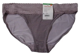 WARNERS BIKINI LARGE NO PINCHING NO PROBLEMS 5509 LT & DK PURPLE STRIPED PANTIES - Picture 1 of 4