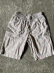 Nike Air Jordan Flamingo Printed Retro Khaki Pink Red Drawstring Shorts 32 M - Picture 1 of 11