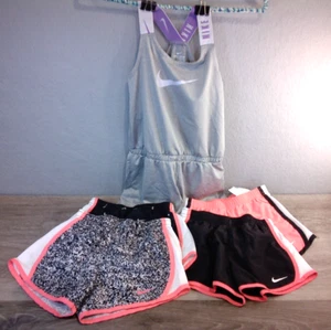 Lot of 4 Nike Youth Shorts & 1 Nike Jumper Girls 2 Are Sz 6M 3 are Sz 6L Dry-Fit - Picture 1 of 20