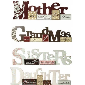 Large Free Standing Shabby Chic Style Signs - Mother Sister Daughter Grandma - Picture 1 of 5