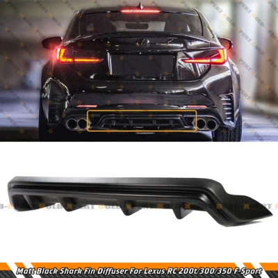 Matte Black Shark Fin Rear Bumper Diffuser For 2015-18 Lexus RC300 RC350 F-Sport - Imagen 1 de 4