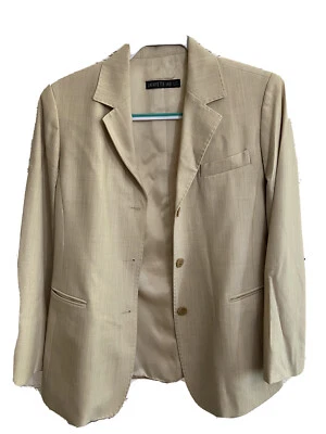 Jaqueta Blazer LAFAYETTE 148 Nova York Tamanho 4 Bege Bronzeado Lã de Seda NOVA SEM ETIQUETAS - Imagem 1 de 4