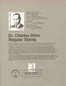 Estampilla #8116 35c Dr. Charles Drew - Scott #1865 USPS página de recuerdo - Imagen 1 de 1