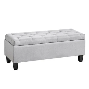 Tufted Ottoman Bench w/ Storage for Bedroom Entryway End of Bed Foot Stool Grey - Picture 1 of 7
