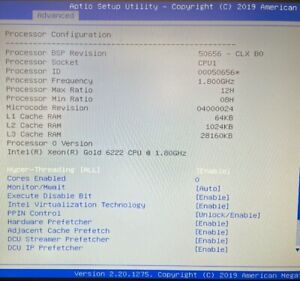 USED -Intel Xeon Gold 6222 1.80GHz QR8X FCLGA3647
