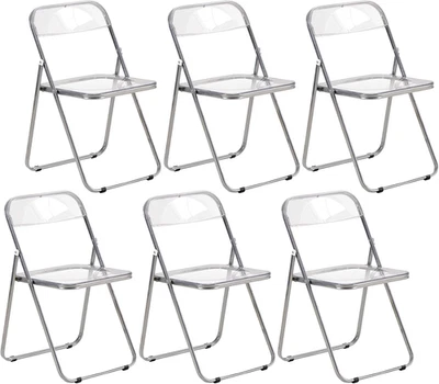 Set Di 6 Pieghevole Sedia in Metallo Trasparente PET Sedia Pieghevole Poltrona 1 - Immagine 1 di 4