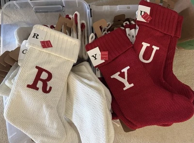 A-Z Letters Wondershop Embroidered Initial Monogram Knit Christmas Stocking - Image 1 of 4