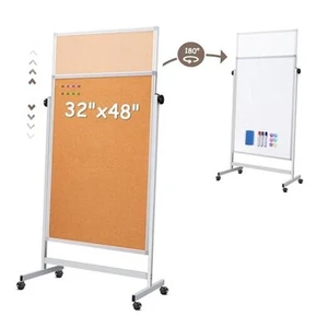 Double Sided Cork Board White Board, 32 x 48 inches Large Cork Board for - Picture 1 of 7