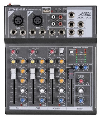 Audio2000'S AMX7303- Professional Four-Channel Audio Mixer with USB and DSP P... - Image 1 of 3