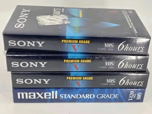 Sony T-120VE 6 Hour Standard Blank VHS Video Cassette Tapes 3 With 1 Maxell Tape - Picture 1 of 3