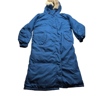 Cabelas Coat  size L Regular Premier Northern Goose Down Full Length Parka Blue - Image 1 of 4