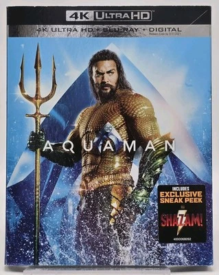 NEW Aquaman 4K Ultra HD + Blu Ray + Digital With Slipcase DC Justice League Foto 1 de 4