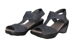 JBU by Jambu Navy Chloe Memory Foam Vegan Wedge Shoes Sandals Size 9 - Picture 1 of 12