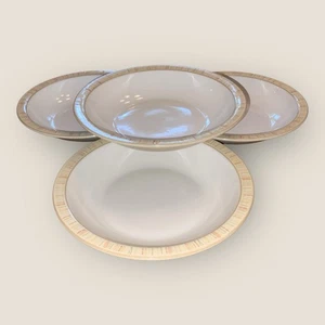 Denby Caramel Stripes 4x Rimmed Bowls 8.25” Discontinued Hardly Used Excellent - Picture 1 of 12
