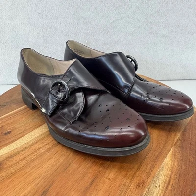 Clarks Zapatos de Vestir Oxford de Cuero Borgoña con Correa de Monje Puntera Perforada para Mujer 7.5US Foto 1 de 4