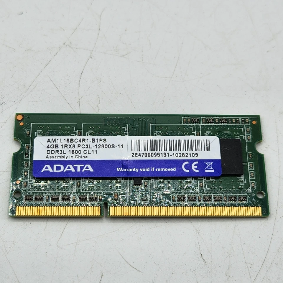 Adata AM1L16BC4R1-B1PS SODIMM DDR3 SDRAM 4GB 1Rx8 PC3L-12800S 1600MHz 204-Pin - Image 1 of 3