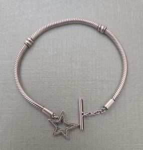 Authentic Pandora Moments Asymmetric Star T-bar Make A Wish Chain Bracelet 7.5” - Picture 1 of 8