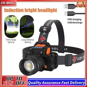 Headlamp LED Flashlight Zoomable Headlight Rechargeable Torch Light Outdoor Nigh - Picture 1 of 9