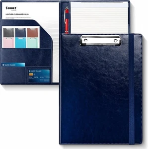 Sooez Padfolio Clipboard, Portfolio Organizer with Notepad, Premium Navy Blue - Picture 1 of 7