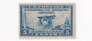 SELLO US SCOTT 650 "Globo & Airplane" 5 CÉNTIMOS "Civil Aeronáutica" 1928 COMO NUEVO - Imagen 1 de 2