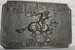 Vintage 70's Pony Express From 1849 Western Belt Buckle First With The US Mail - Picture 1 of 4