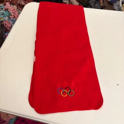 Cachecol de pescoço olímpico vintage EUA tamanho único poliéster vermelho inverno - Imagem 1 de 4