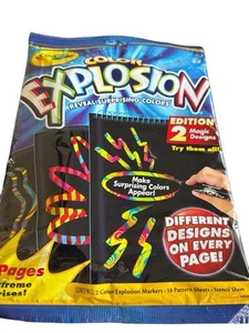 CRAYOLA ON THE GO NEON COLOR EXPLOSION 2 MARKERS / 5 SHEETS OF PAPER - NEW - Picture 1 of 2