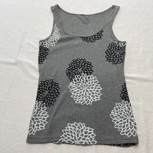 Graues Tanktop mit Blumenmuster ärmellos lässig leicht XL - Bild 1 von 3