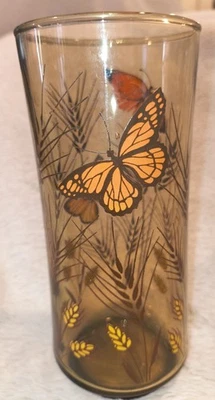 LN/Perfecto Vintage Libbey Ámbar Monarca Mariposa Trigo 12 oz. Vaso de jugo  Foto 1 de 4