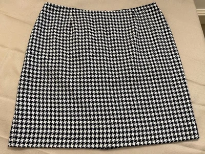 Винтажная миниатюрная утонченная шерстяная смесь гончая черно-белая мини-юбка 14 - Изображение 1 из 4