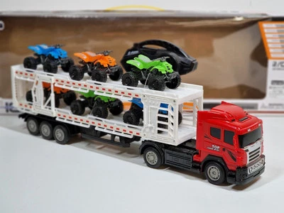 Rc LKW 1:32 Autotransporter 50cm Lang Ferngesteuerter LKW Lastwagen mit Quads - Bild 1 von 4