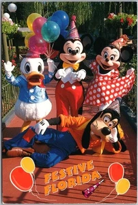 1988 Walt Disney World 4x6 Postcard "FESTIVE FLORIDA" Mickey Doland Duck Goofy - Picture 1 of 2