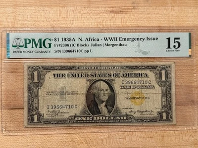 1935A $1 North Africa WWII Emergency Issue – PMG 15 Fr#2306 IC Block Rare! - Image 1 of 2