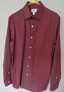 Croft Barrow Mens Long Sleeve Spread Collar Dress Shirt Burgundy 16 34 35 EUC - Picture 1 of 8