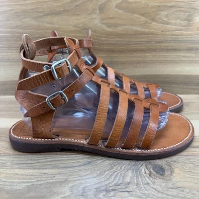 The POET Melissinos Gladiator Sandals Womens 11 11.5 Cognac Natural Leather - Image 1 of 4