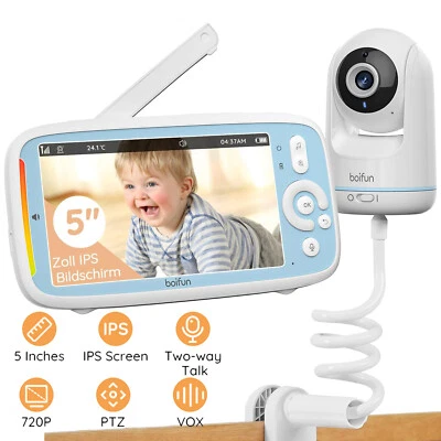 BOIFUN Babyphone mit Kamera Video-Babyphone Video Baby Monitor 5" HD-Display VOX-Modus