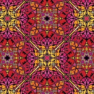 Benartex Needle Stars by Paula Nadelstern 13472 10 Red/Multi Square Dance Cotton - Picture 1 of 1