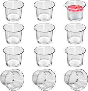 Belle Vous Votive Candle Holders 12pcs- Clear Lip Candle and Tealight Holders - Picture 1 of 8