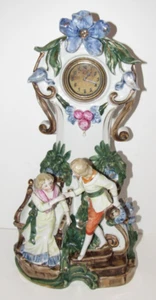 Antique/Vintage Renaissance Majolica Figure Multicolor Porcelain Clock - Picture 1 of 11