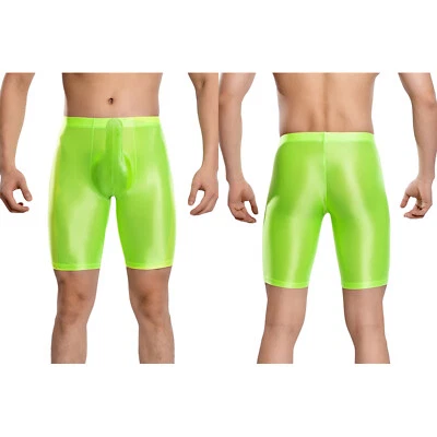 Mens Ultra-thin Oil Shiny Glossy Boxer Shorts Underwear Bulge Pouch Boxer Briefs - Image 1 of 4