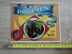 Etiquette Alcool Ancienne PRUIMEN OP WIJN Chromo lithographie - Picture 1 of 1