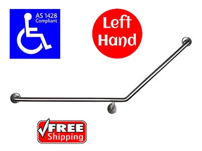 40° ANGLE GRAB BAR LEFT HAND AS1428.1 SAFETY RAIL DISABLED TOILET WHEELCHAIR  - image 1 of 4