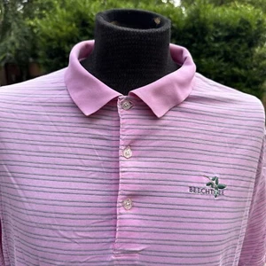Bobby Jones Golf Polo Shirt Mens Size XL Pink striped Beechtree Golf Club - Picture 1 of 5