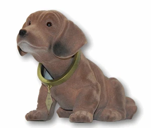 Wackel Dackel Figur Hund Dackel Wackelfigur H 18 cm groß stehend mit Wackelkopf - Bild 1 von 5