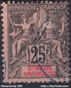 SAINTE MARIE DE MADAGASCAR TYPE GROUPE N° 8 AVEC OBLITERATION BLEUE - Picture 1 of 2